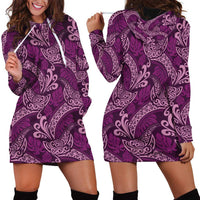 Royal Purple Monstera Hoodie Dress Polynesian Tribal Pattern LT01 - Polynesian Pride