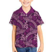 Royal Purple Monstera Kid Hawaiian Shirt Polynesian Tribal Pattern LT01 Kid Purple - Polynesian Pride
