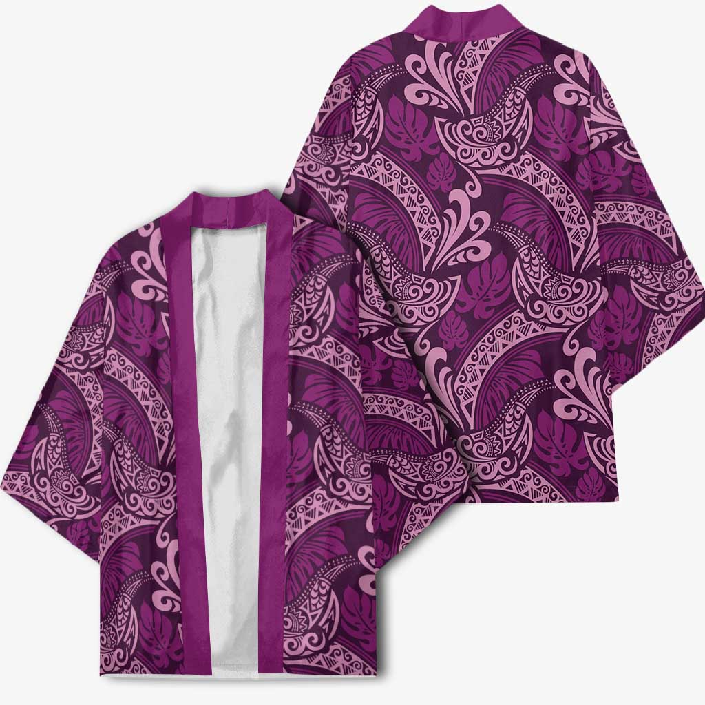 Royal Purple Monstera Kimono Polynesian Tribal Pattern LT01 - Polynesian Pride