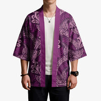 Royal Purple Monstera Kimono Polynesian Tribal Pattern LT01 - Polynesian Pride