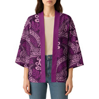 Royal Purple Monstera Kimono Polynesian Tribal Pattern LT01 - Polynesian Pride