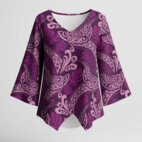 Royal Purple Monstera Kimono Sleeve Blouse Polynesian Tribal Pattern LT01 Female Purple - Polynesian Pride