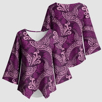 Royal Purple Monstera Kimono Sleeve Blouse Polynesian Tribal Pattern LT01 - Polynesian Pride