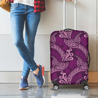 Royal Purple Monstera Luggage Cover Polynesian Tribal Pattern - Polynesian Pride