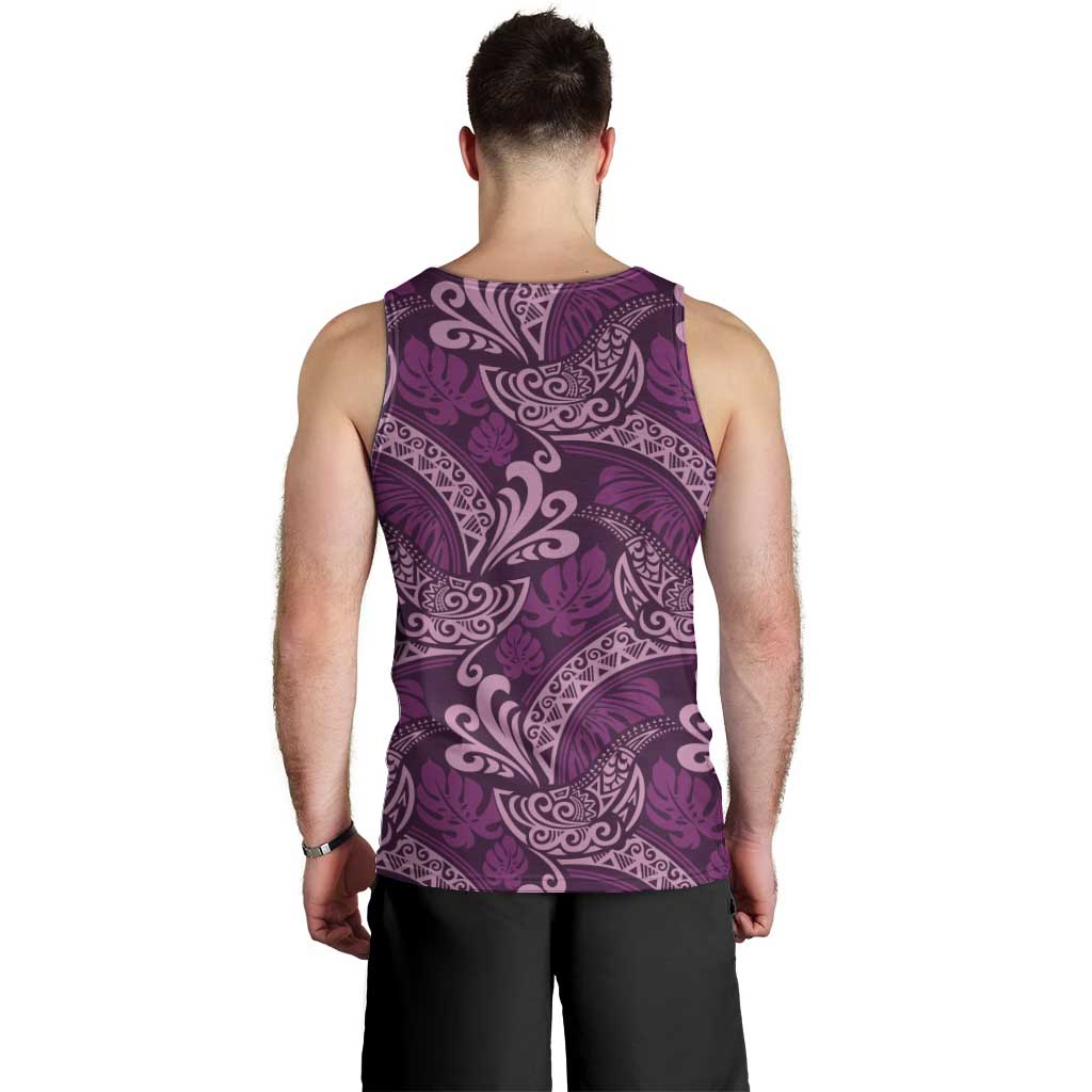 Royal Purple Monstera Men Tank Top Polynesian Tribal Pattern LT01 - Polynesian Pride