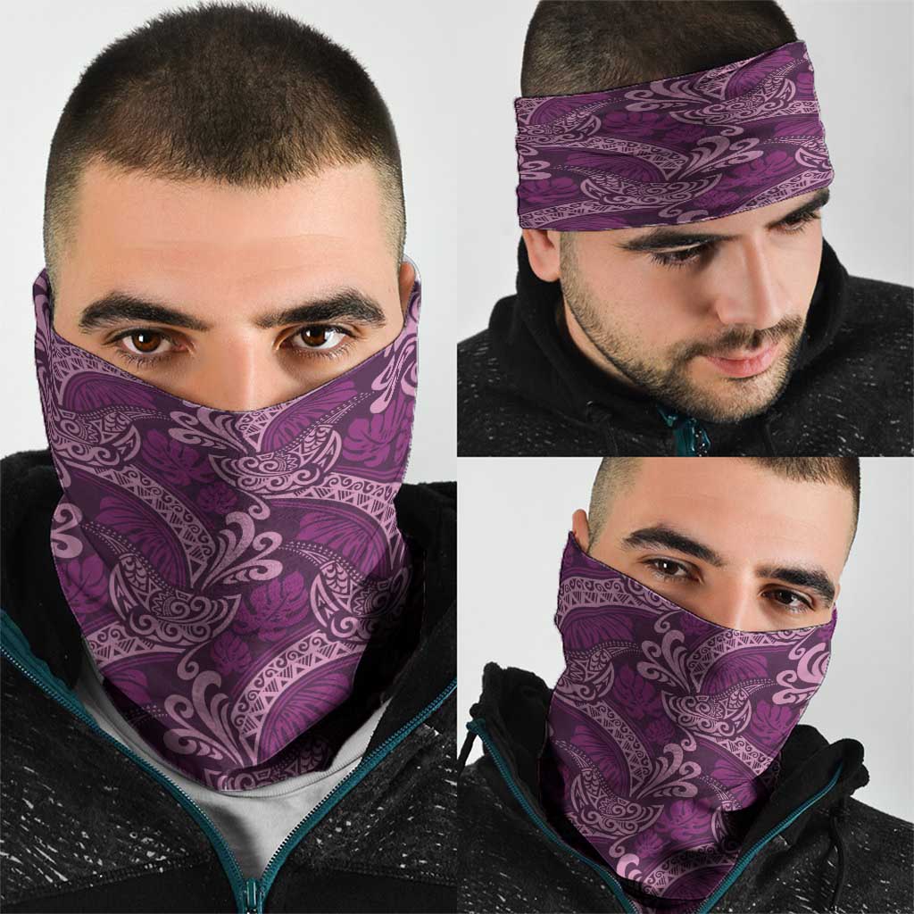 Royal Purple Monstera Neck Gaiter Polynesian Tribal Pattern LT01 - Polynesian Pride