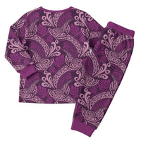 Royal Purple Monstera Christmas Pajama Set Polynesian Tribal Pattern LT01 - Polynesian Pride
