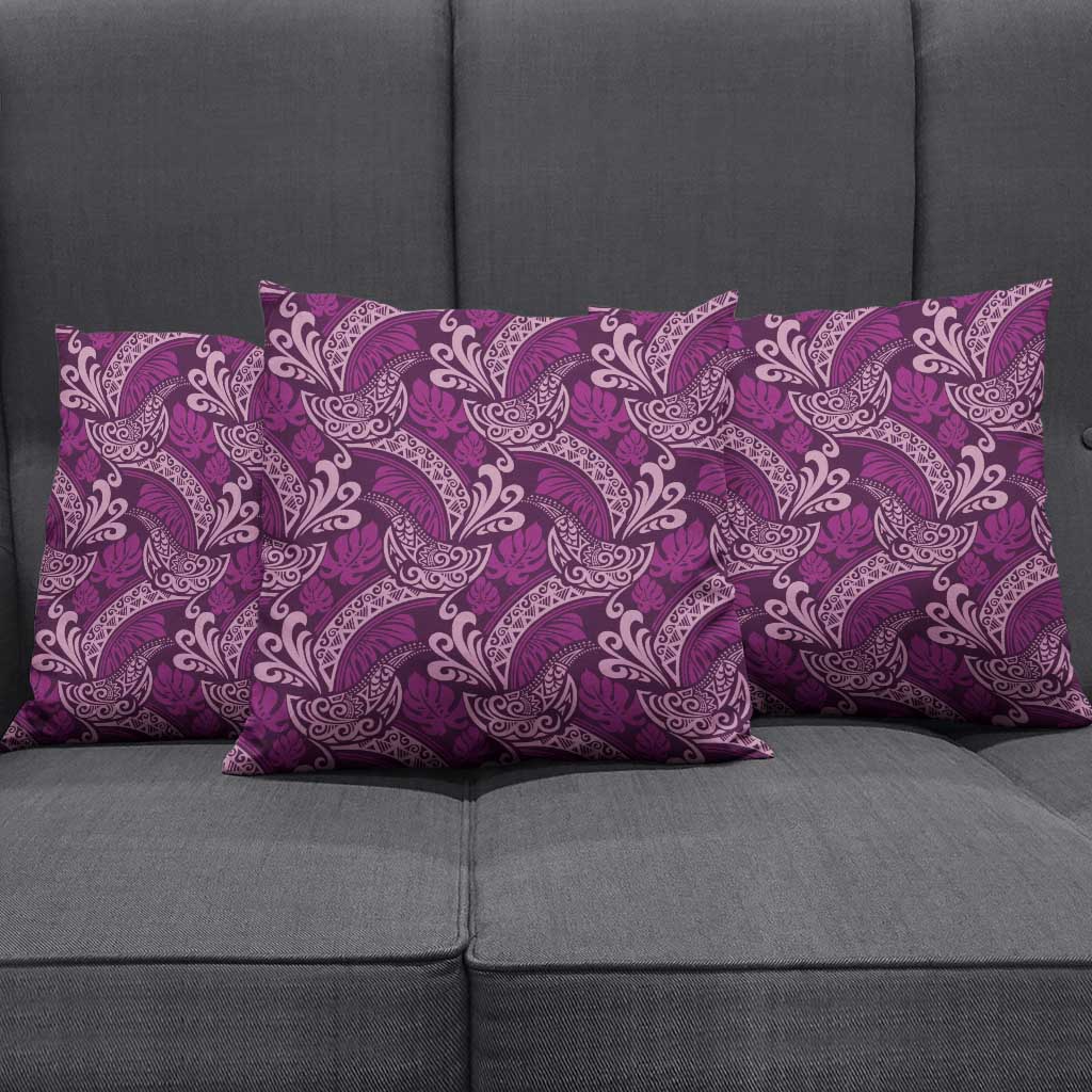 Royal Purple Monstera Pillow Cover Polynesian Tribal Pattern - Polynesian Pride