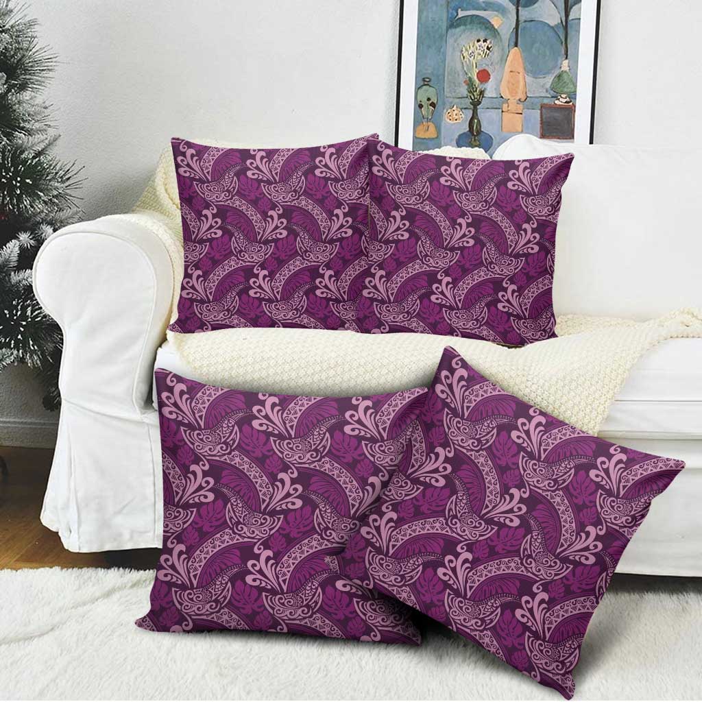 Royal Purple Monstera Pillow Cover Polynesian Tribal Pattern - Polynesian Pride