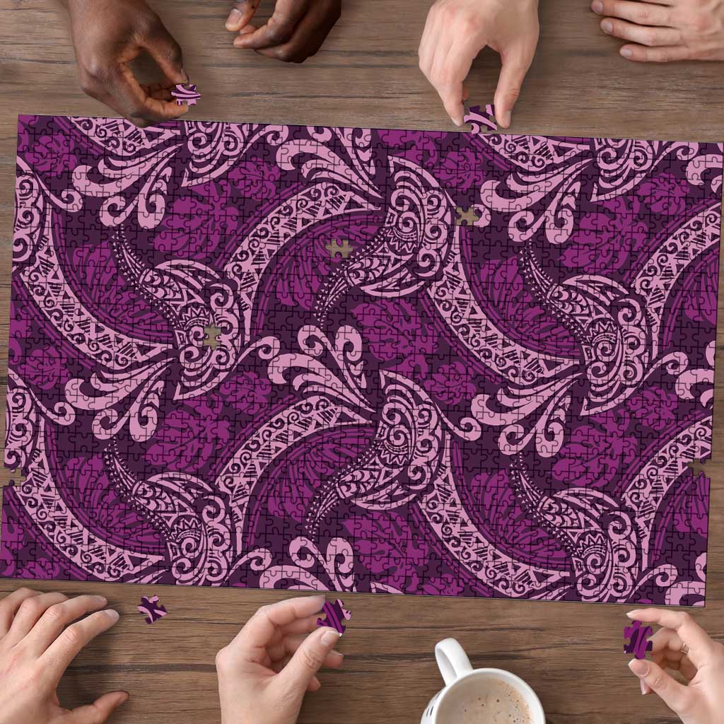 Royal Purple Monstera Puzzle Polynesian Tribal Pattern LT01 - Polynesian Pride
