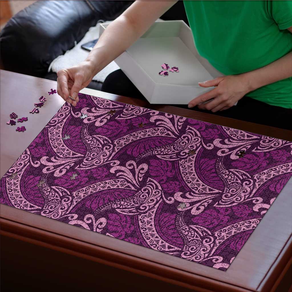 Royal Purple Monstera Puzzle Polynesian Tribal Pattern LT01 - Polynesian Pride