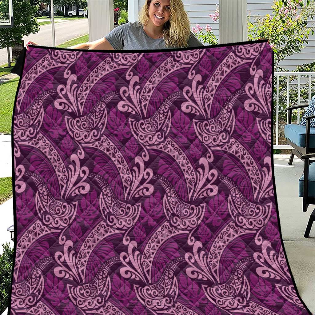 Royal Purple Monstera Quilt Polynesian Tribal Pattern - Polynesian Pride