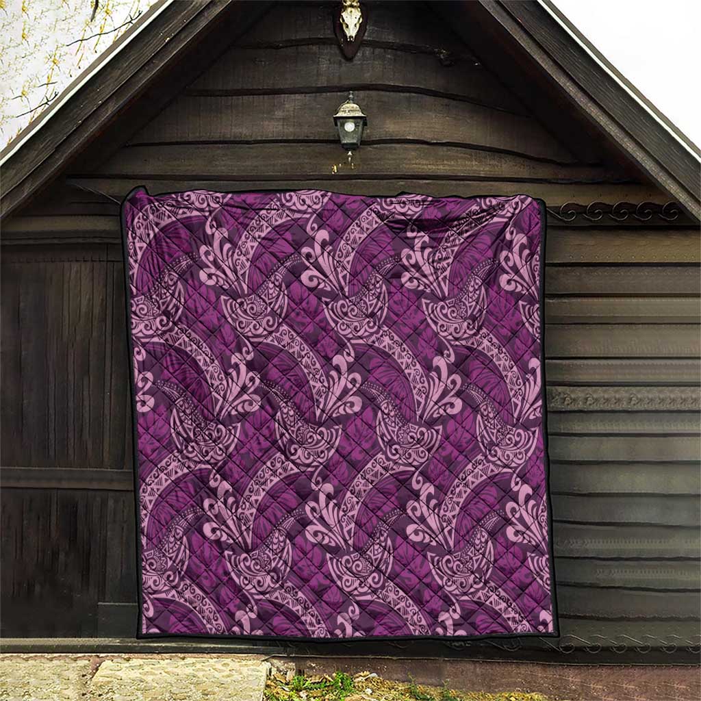 Royal Purple Monstera Quilt Polynesian Tribal Pattern - Polynesian Pride