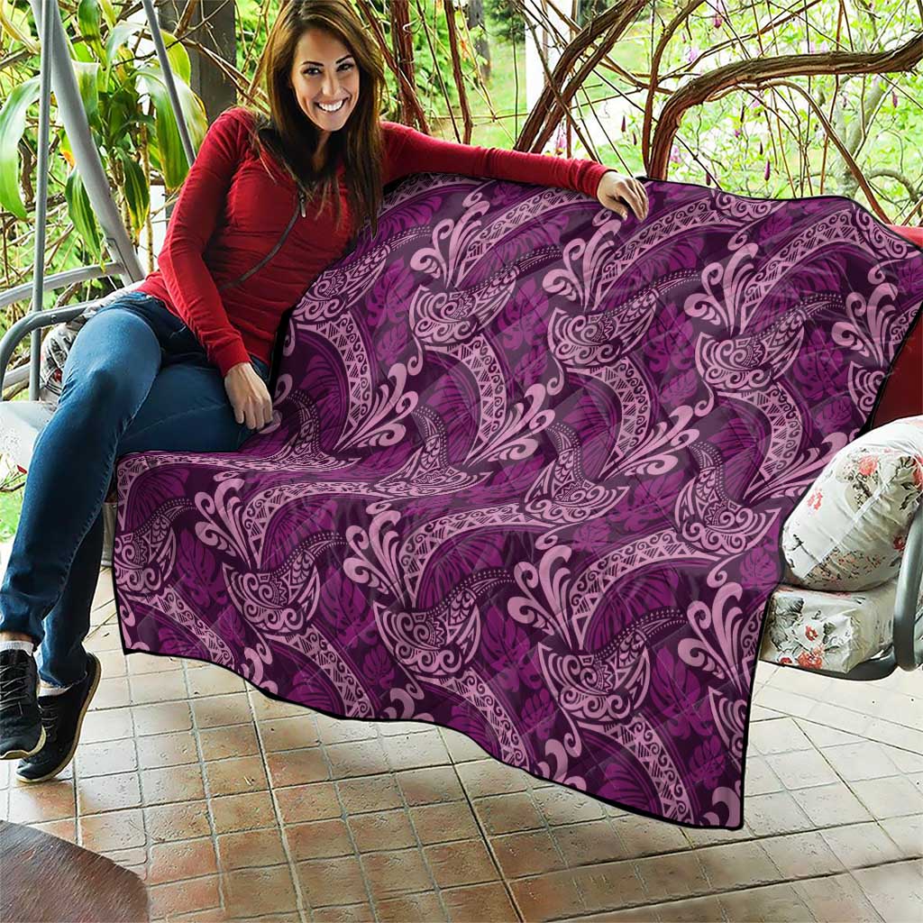 Royal Purple Monstera Quilt Polynesian Tribal Pattern - Polynesian Pride