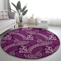 Royal Purple Monstera Round Carpet Polynesian Tribal Pattern - Polynesian Pride