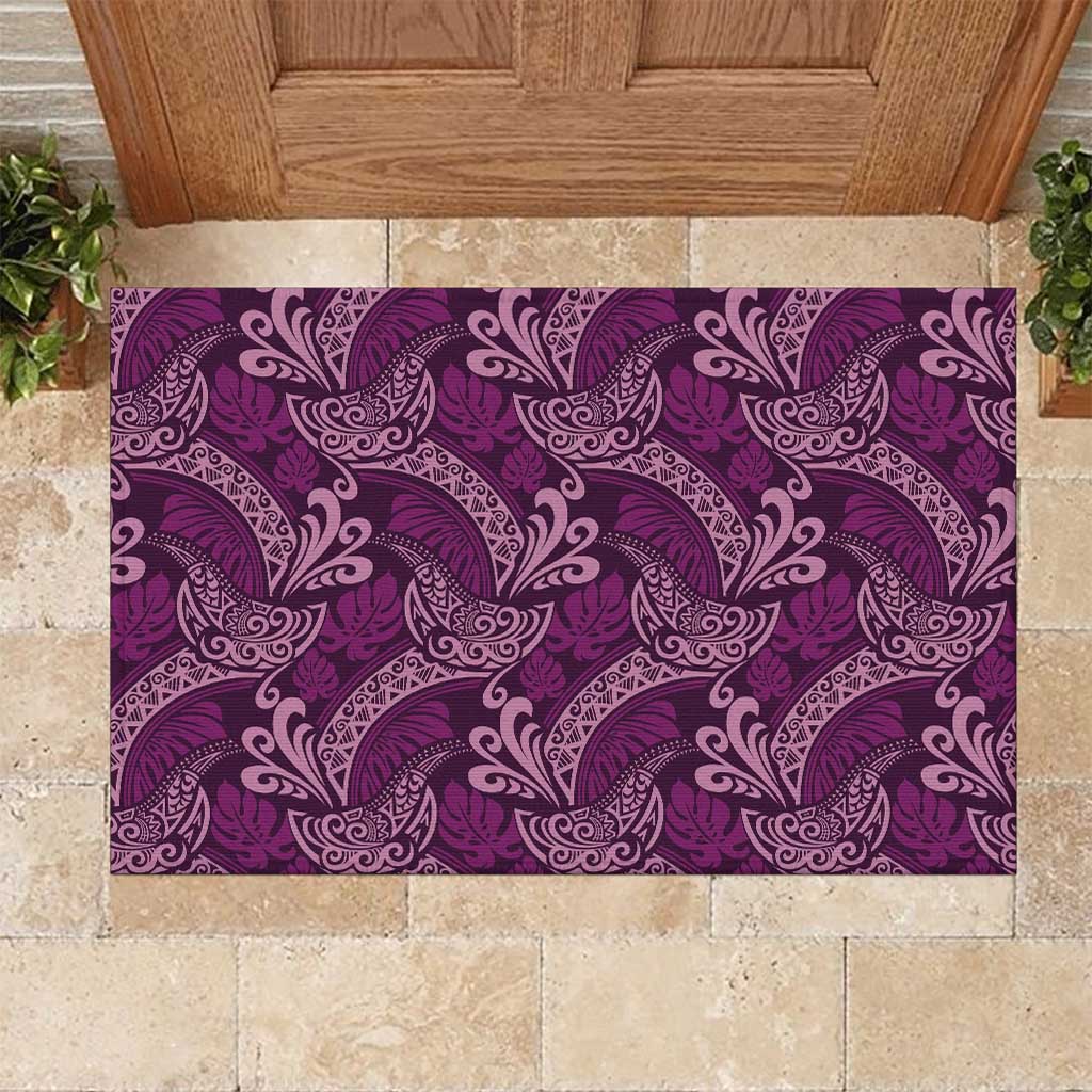 Royal Purple Monstera Rubber Doormat Polynesian Tribal Pattern LT01 Purple - Polynesian Pride