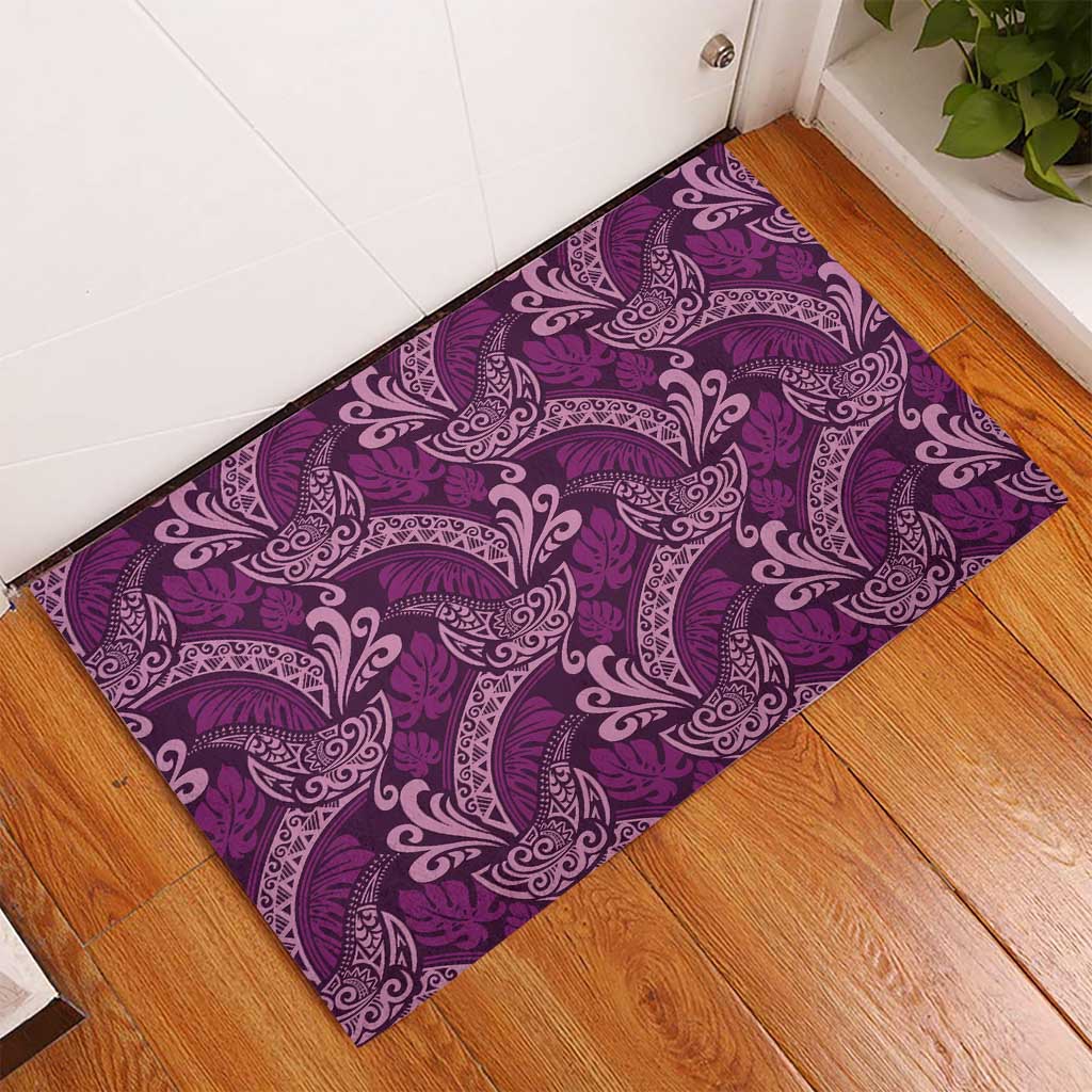 Royal Purple Monstera Rubber Doormat Polynesian Tribal Pattern LT01 - Polynesian Pride