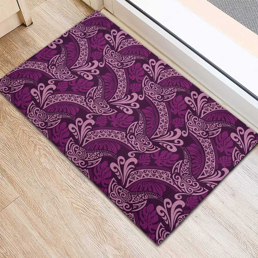 Royal Purple Monstera Rubber Doormat Polynesian Tribal Pattern LT01 - Polynesian Pride
