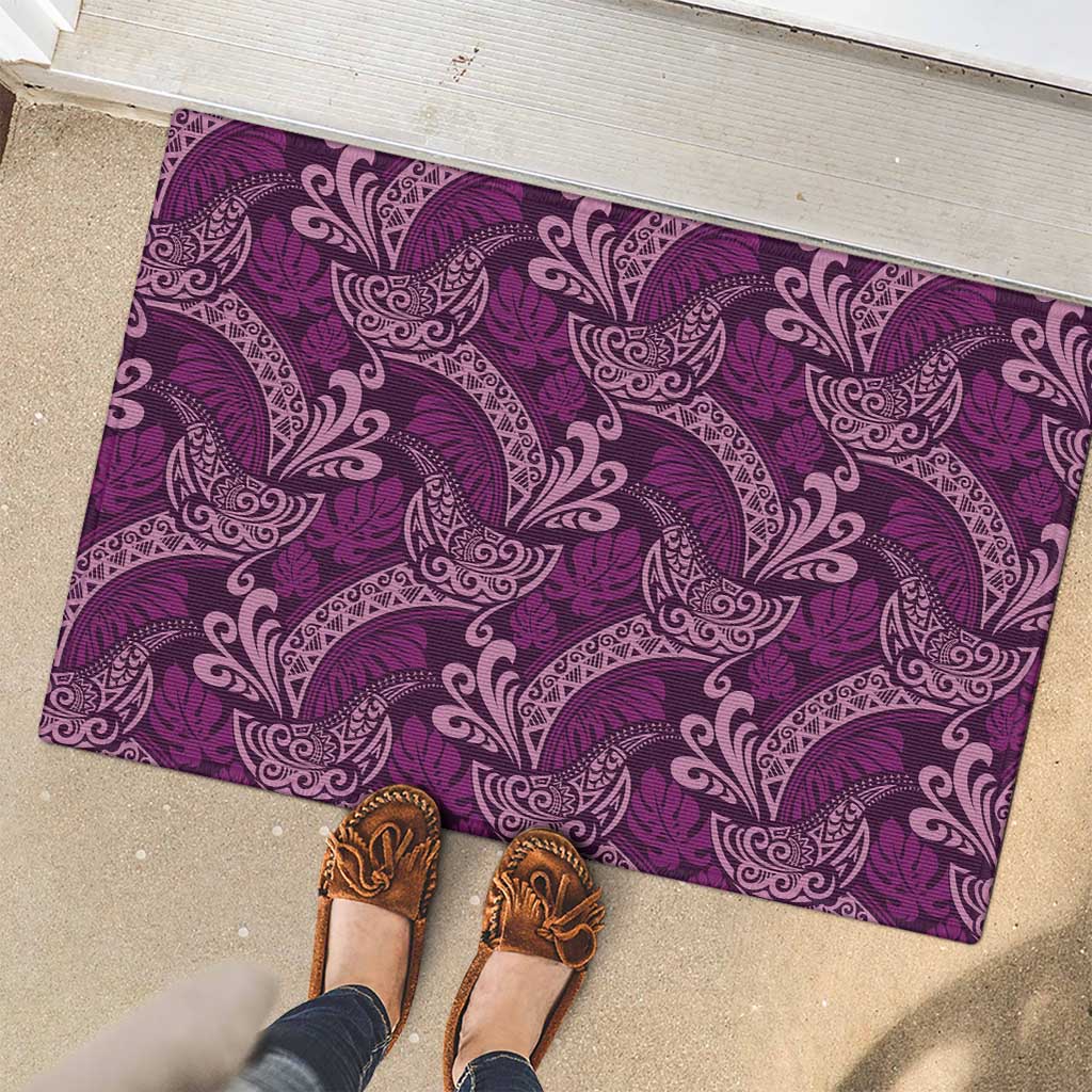 Royal Purple Monstera Rubber Doormat Polynesian Tribal Pattern LT01 - Polynesian Pride