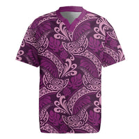 Royal Purple Monstera Rugby Jersey Polynesian Tribal Pattern - Polynesian Pride