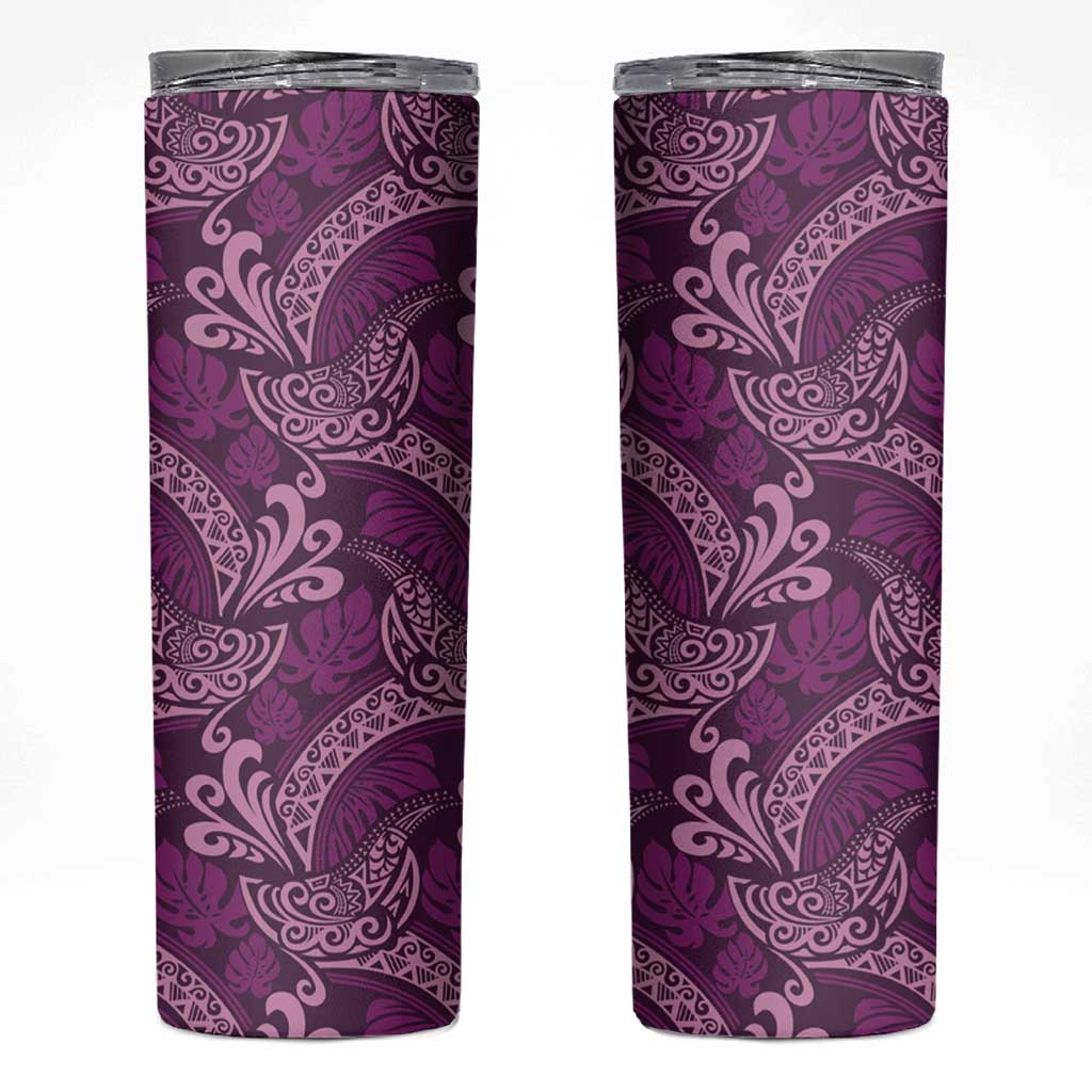 Royal Purple Monstera Skinny Tumbler Polynesian Tribal Pattern LT01 Purple - Polynesian Pride