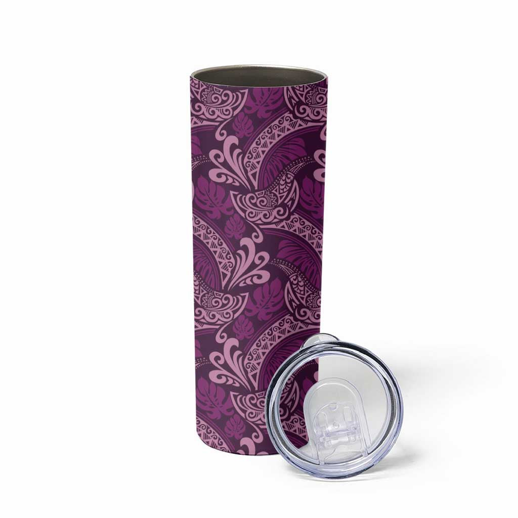 Royal Purple Monstera Skinny Tumbler Polynesian Tribal Pattern LT01 - Polynesian Pride