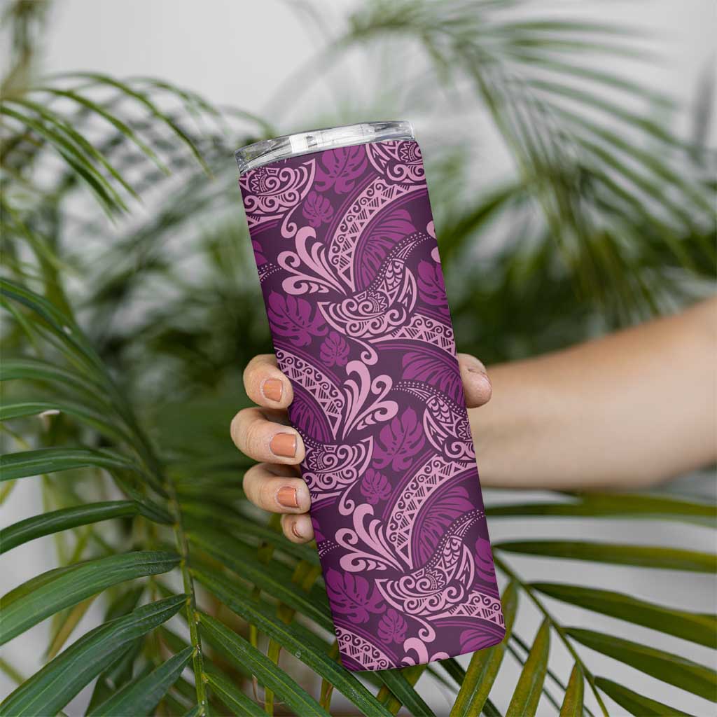 Royal Purple Monstera Skinny Tumbler Polynesian Tribal Pattern LT01 - Polynesian Pride