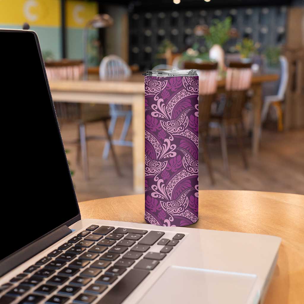 Royal Purple Monstera Skinny Tumbler Polynesian Tribal Pattern LT01 - Polynesian Pride