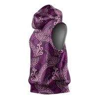 Royal Purple Monstera Sleeveless Hoodie Polynesian Tribal Pattern LT01 - Polynesian Pride