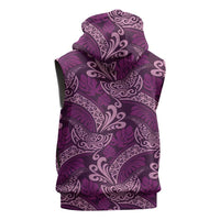 Royal Purple Monstera Sleeveless Zip Hoodie Polynesian Tribal Pattern LT01 - Polynesian Pride