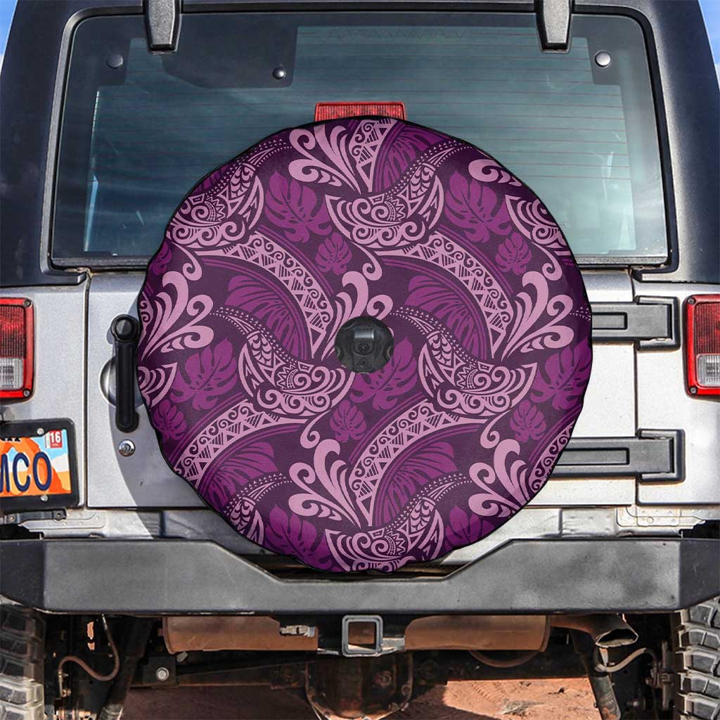 Royal Purple Monstera Spare Tire Cover Polynesian Tribal Pattern - Polynesian Pride