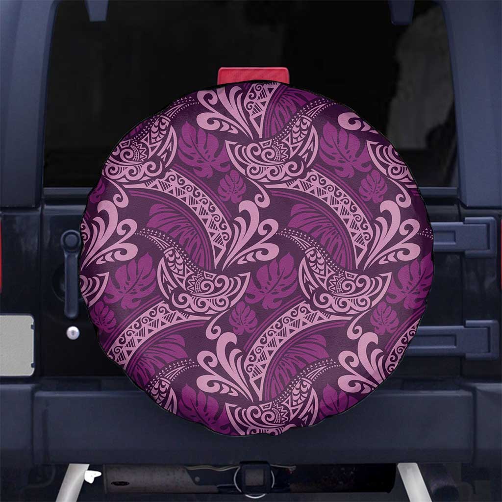 Royal Purple Monstera Spare Tire Cover Polynesian Tribal Pattern - Polynesian Pride