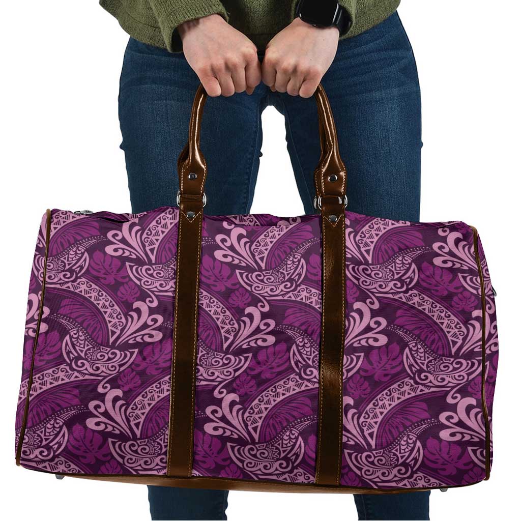 Royal Purple Monstera Travel Bag Polynesian Tribal Pattern - Polynesian Pride