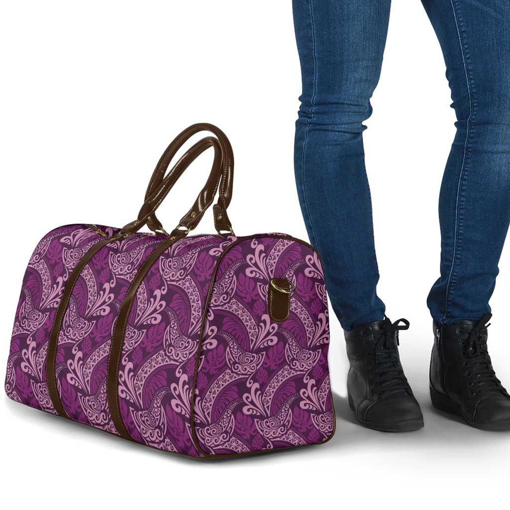 Royal Purple Monstera Travel Bag Polynesian Tribal Pattern - Polynesian Pride