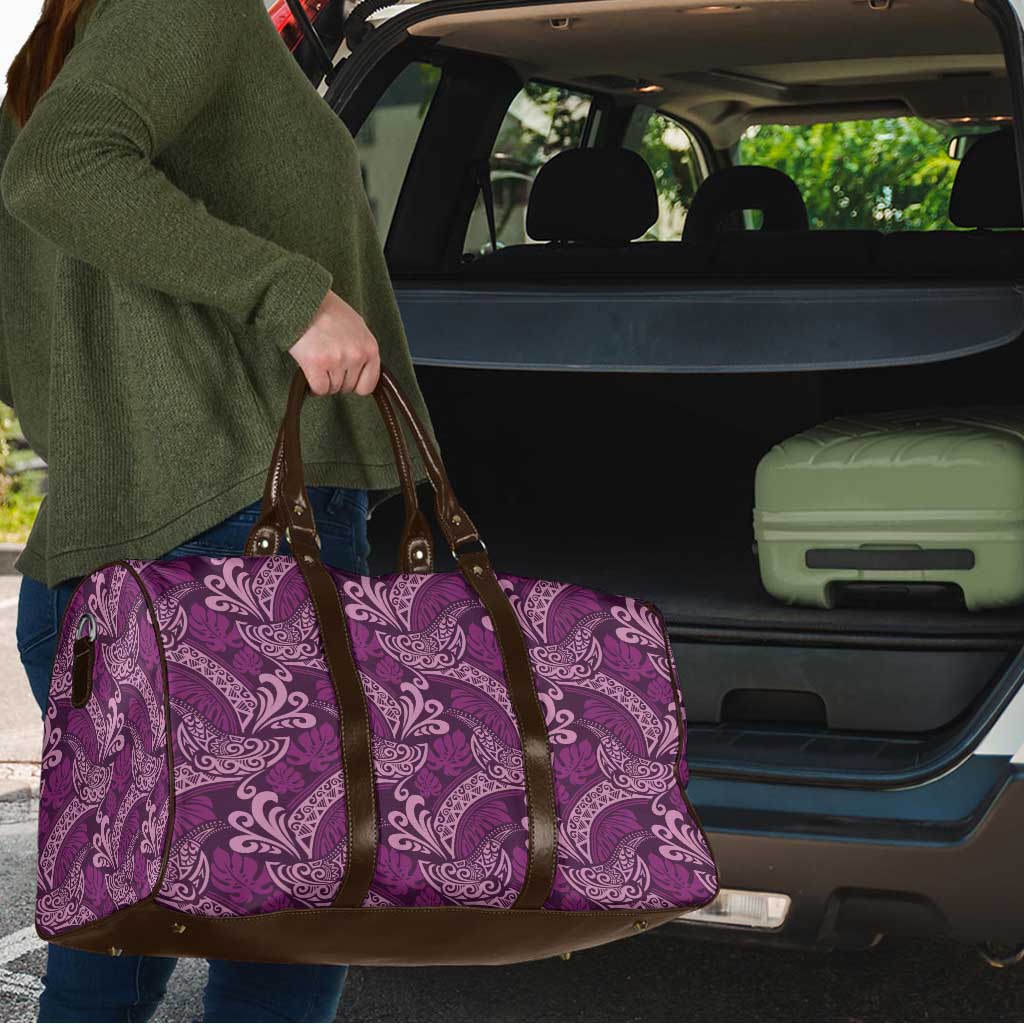 Royal Purple Monstera Travel Bag Polynesian Tribal Pattern - Polynesian Pride