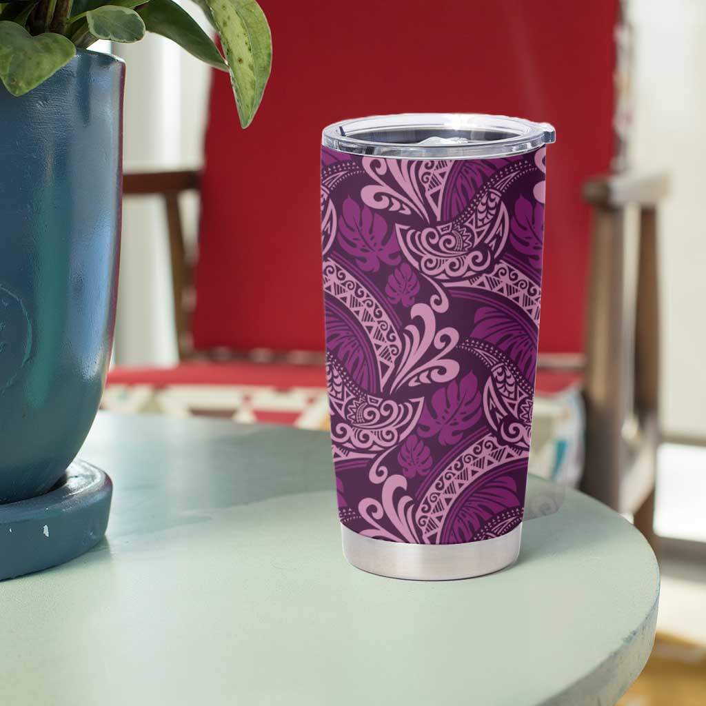 Royal Purple Monstera Tumbler Cup Polynesian Tribal Pattern LT01 - Polynesian Pride