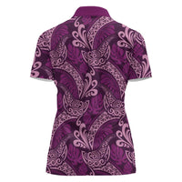 Royal Purple Monstera Women Polo Shirt Polynesian Tribal Pattern LT01 - Polynesian Pride
