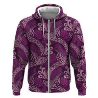Royal Purple Monstera Zip Hoodie Polynesian Tribal Pattern LT01 Zip Hoodie Purple - Polynesian Pride
