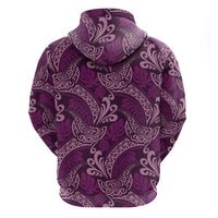Royal Purple Monstera Zip Hoodie Polynesian Tribal Pattern LT01 - Polynesian Pride