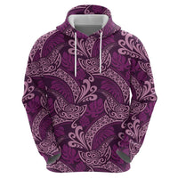 Royal Purple Monstera Zip Hoodie Polynesian Tribal Pattern LT01 - Polynesian Pride
