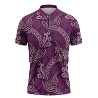 Royal Purple Monstera Zipper Polo Shirt Polynesian Tribal Pattern LT01 Purple - Polynesian Pride