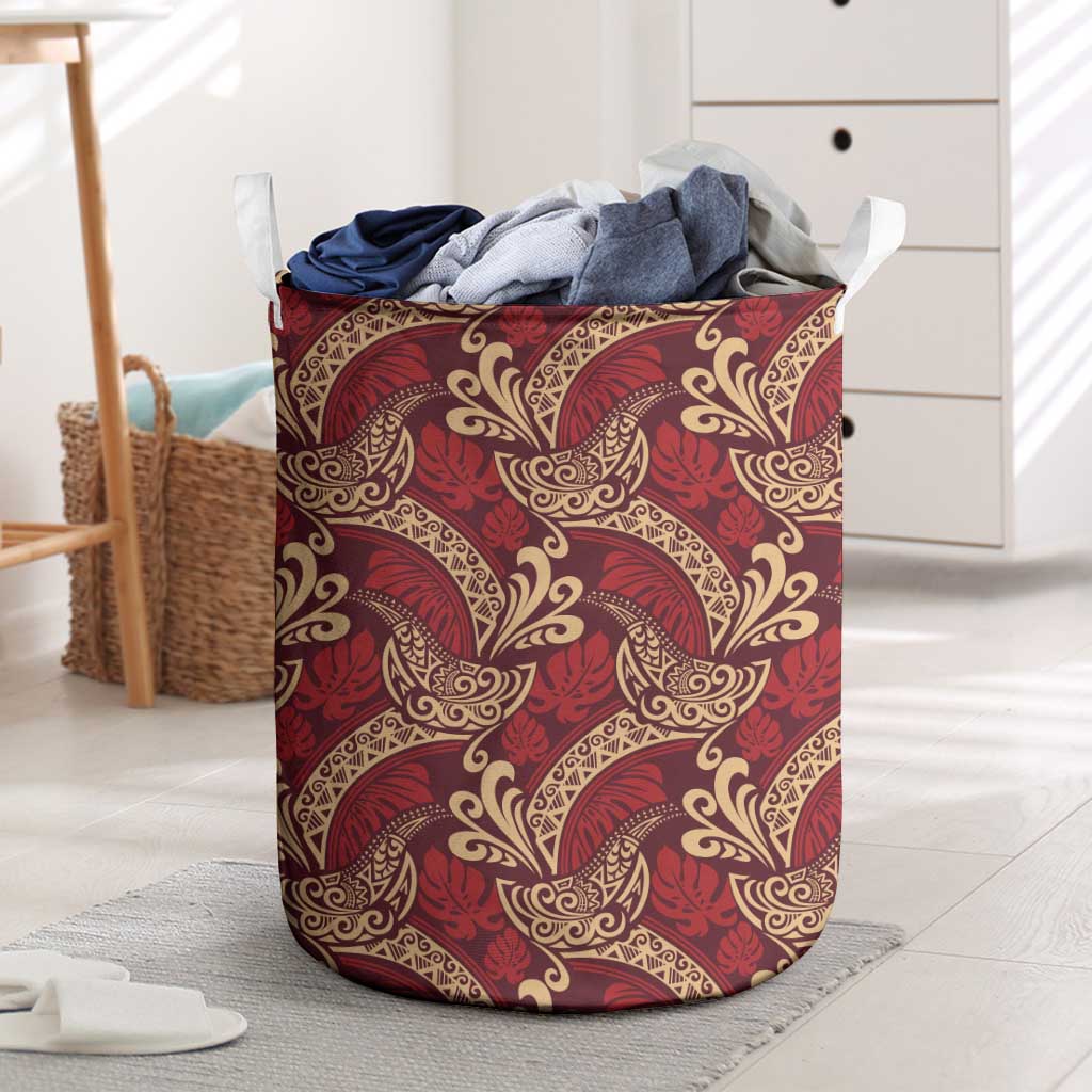 Luxury Red Monstera Laundry Basket Polynesian Tribal Pattern LT01 Red - Polynesian Pride