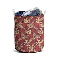 Luxury Red Monstera Laundry Basket Polynesian Tribal Pattern LT01 - Polynesian Pride