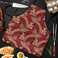 Luxury Red Monstera Apron Polynesian Tribal Pattern - Polynesian Pride