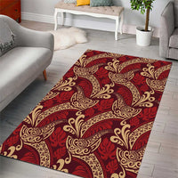 Luxury Red Monstera Area Rug Polynesian Tribal Pattern - Polynesian Pride