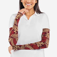 Luxury Red Monstera Arm Sleeves Polynesian Tribal Pattern LT01 - Polynesian Pride