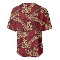 Luxury Red Monstera Baseball Jersey Polynesian Tribal Pattern LT01 - Polynesian Pride