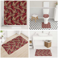 Luxury Red Monstera Bathroom Set Polynesian Tribal Pattern - Polynesian Pride