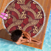 Luxury Red Monstera Beach Blanket Polynesian Tribal Pattern - Polynesian Pride