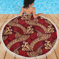 Luxury Red Monstera Beach Blanket Polynesian Tribal Pattern - Polynesian Pride